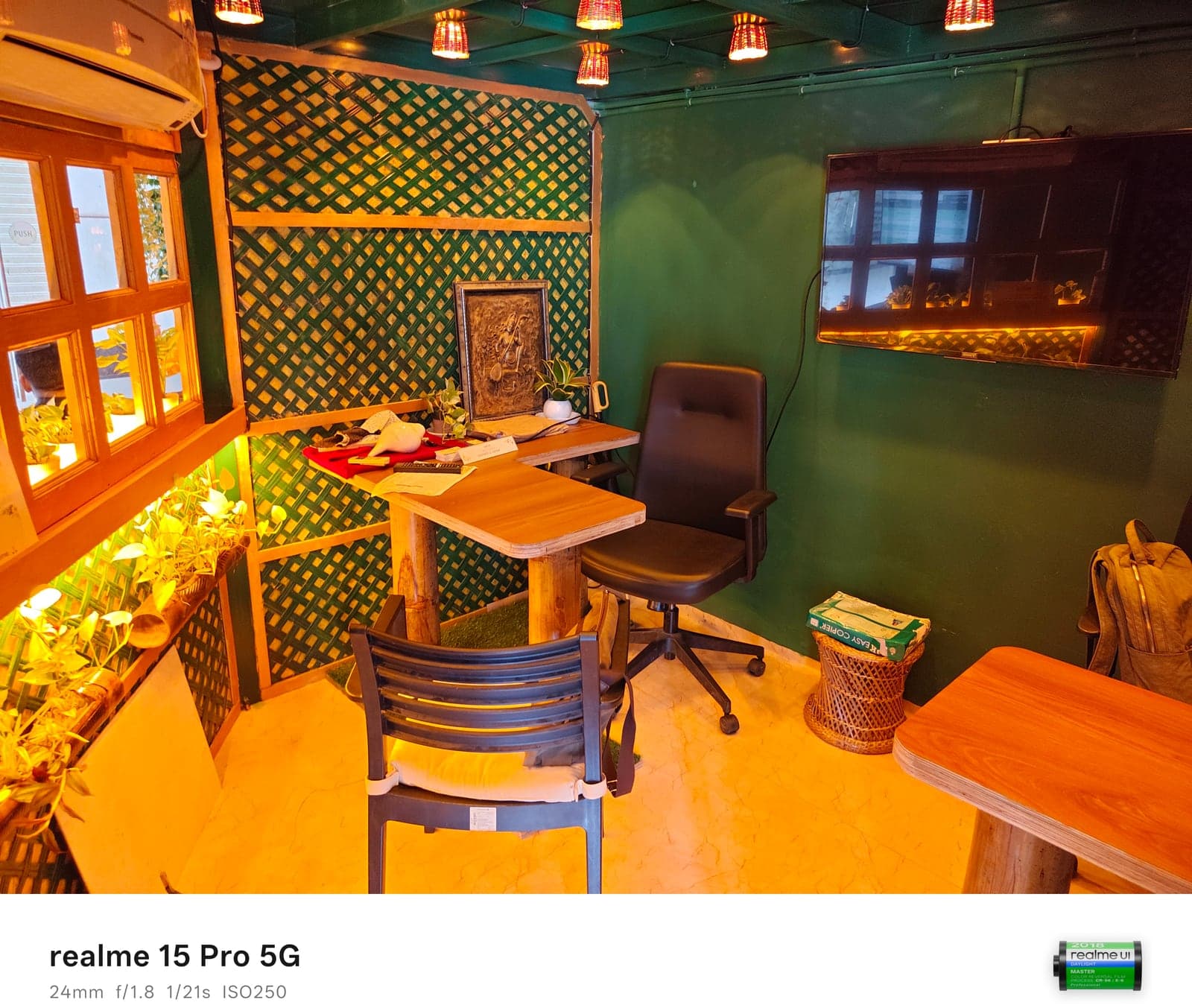 Sapling Founder's Cabin private desk and green interior